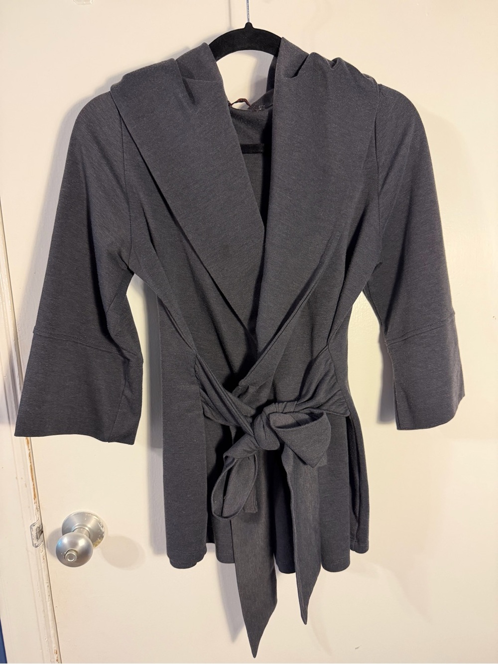 Dark Gray Hooded Tie-Belt hoodie Large